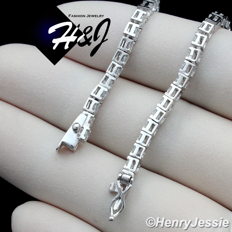 18″-28″MEN 925 STERLING SILVER ICY BLING CZ 3MM 1 ROW TENNIS CHAIN NECKLACE*N10