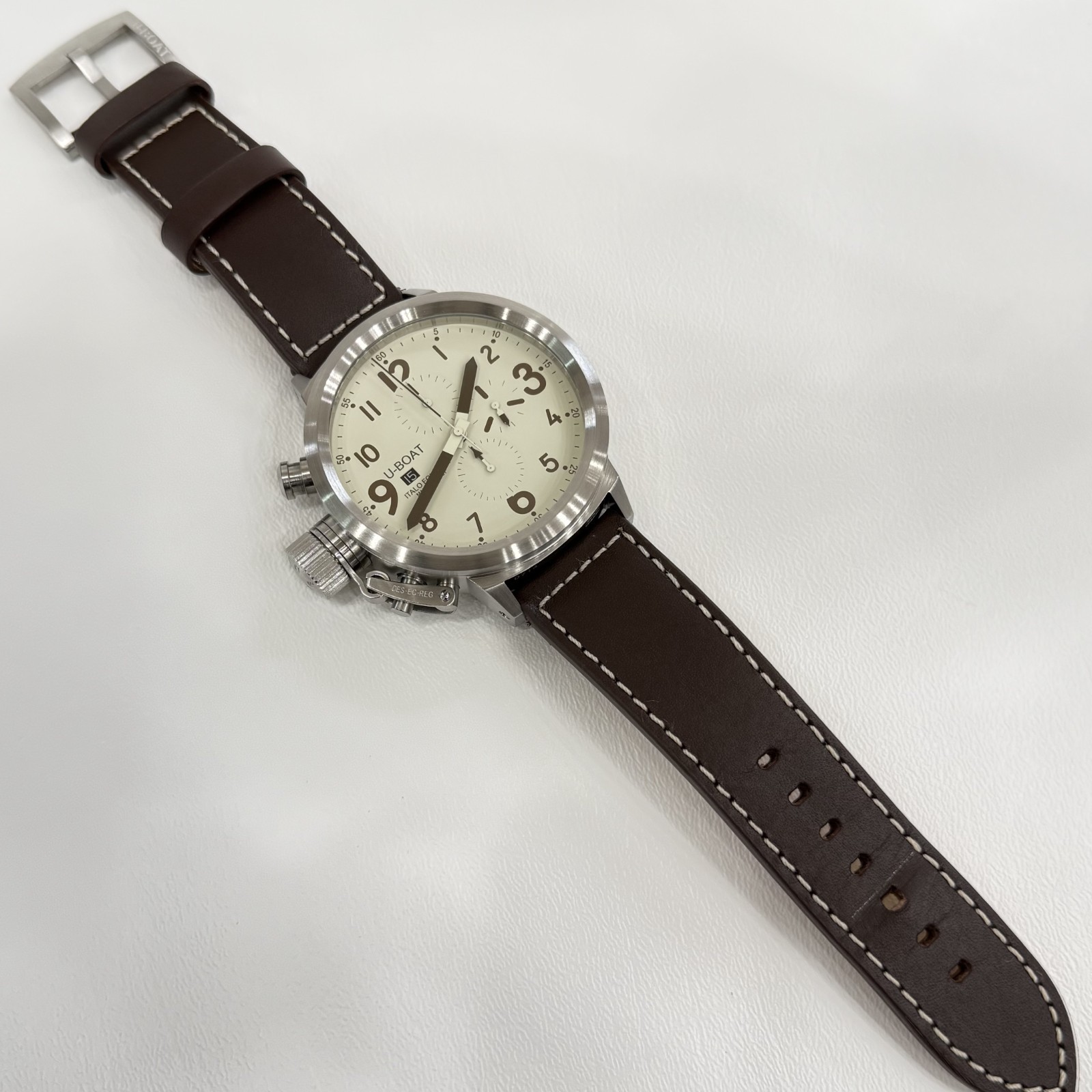 U-BOAT Watch U-7750/50 Chrono 50 mm Steel Leather Auto Men’s Serviced Box