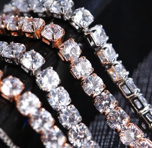 18K Rose Gold Plated Bolo Tennis Bracelet made Simulated Diamond Elegant Gift