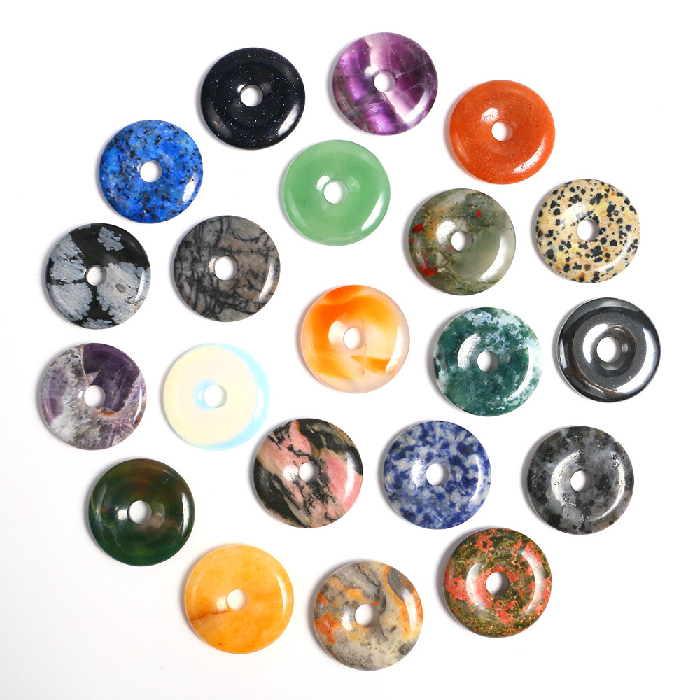 30mm Healing Crystal Peace Donut Beads Lucky Circle Donut Pendant Jewelry Making