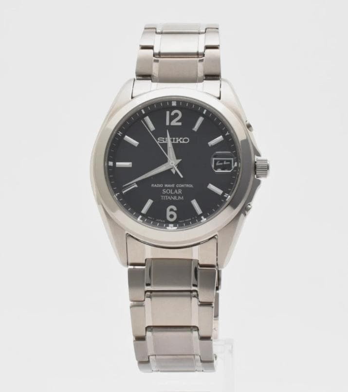 condition with box SEIKO wristwatch titanium solar black dial 7B52 0AM0