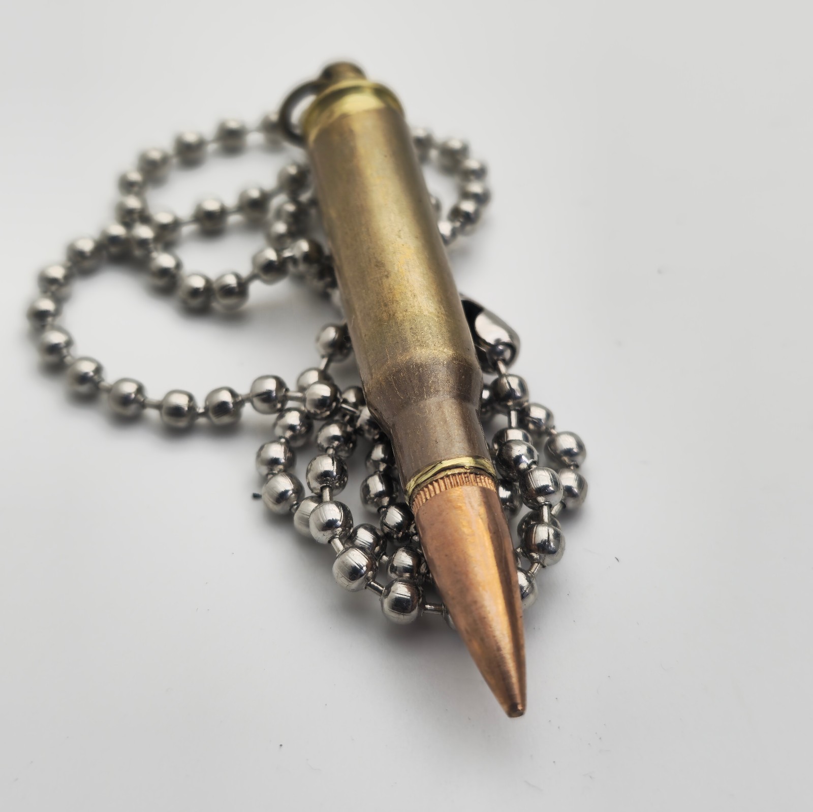 308 Bullet Pendant Necklace, Caliber 7.62×51 Bullet And 60cm Dog Tag Chain MKII