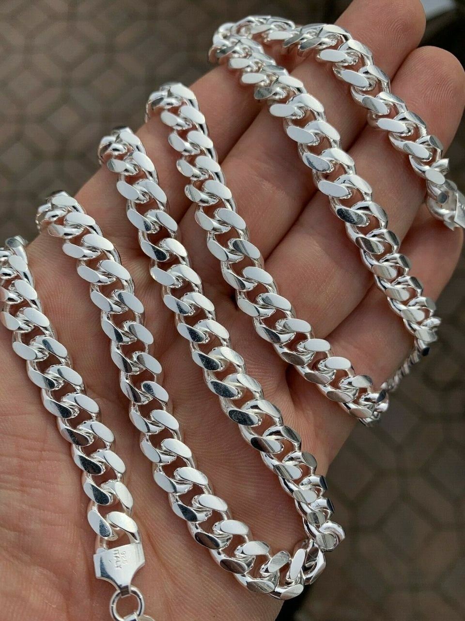 Mens Real Solid 925 Sterling Silver Miami Cuban Chain 2-12mm Heavy Link Necklace