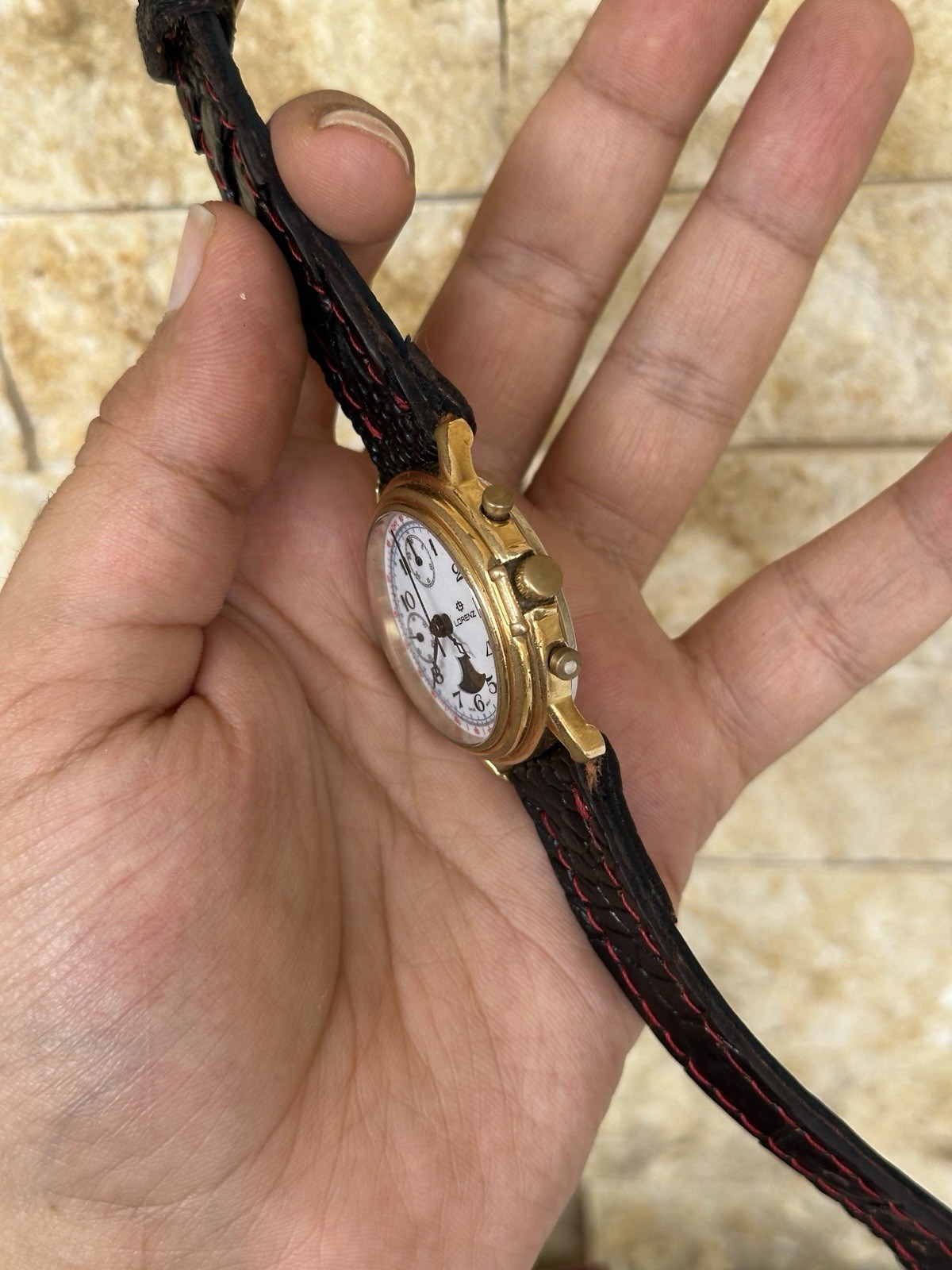 Vintage Lorenz Chronograph Moonphase Valjoux 7768 Mechanical Gold Plated 39mm