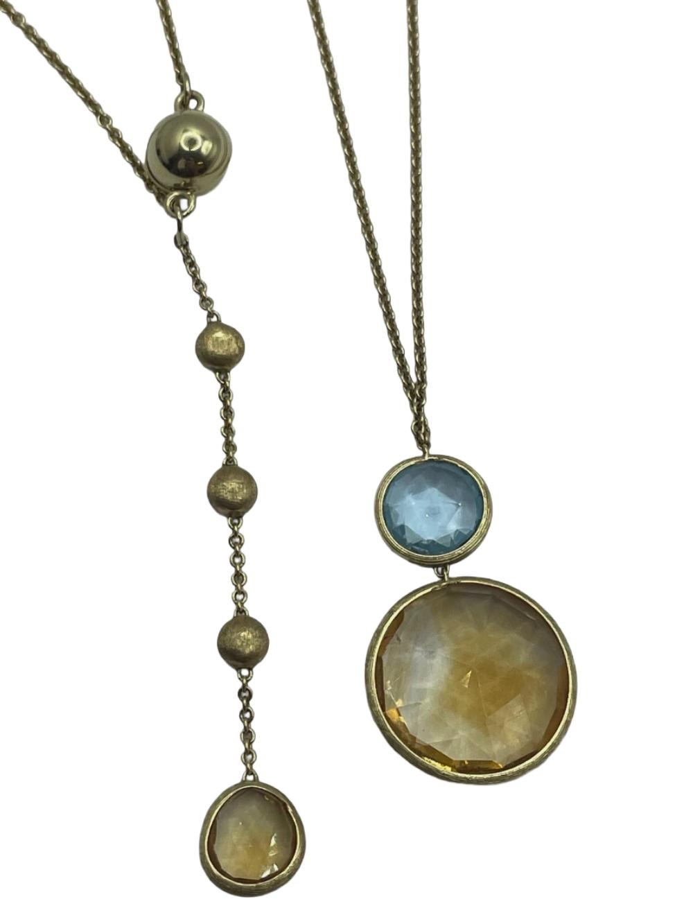 Marco Bicego, 18k Yellow Gold Necklace, Aquamarine + Citrine, 20.5 in, Italy