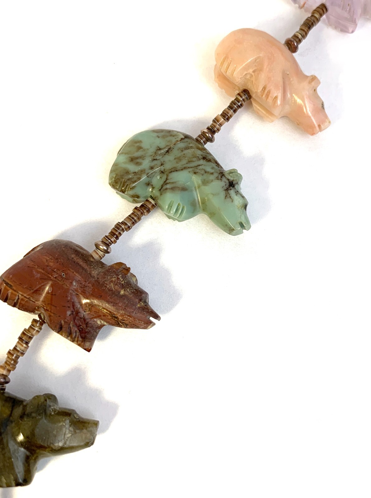 Zuni Fetish Necklace w/ Large Bears by Debra Gasper, Ray Tsethlikai / Multistone