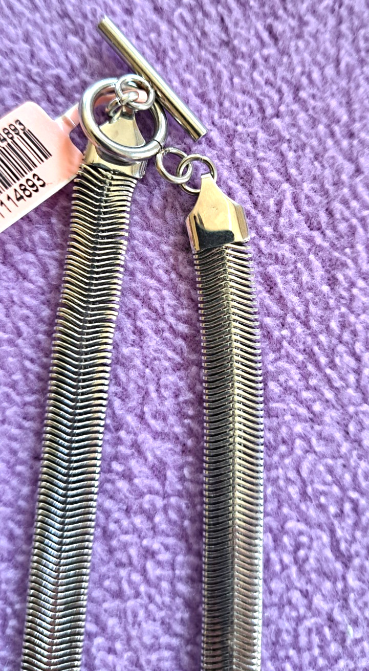 FLAT SNAKE CHAIN STAINLESS STEEL NECKLACE 24 INCHES VERY FLUID AND FLEXIBLE