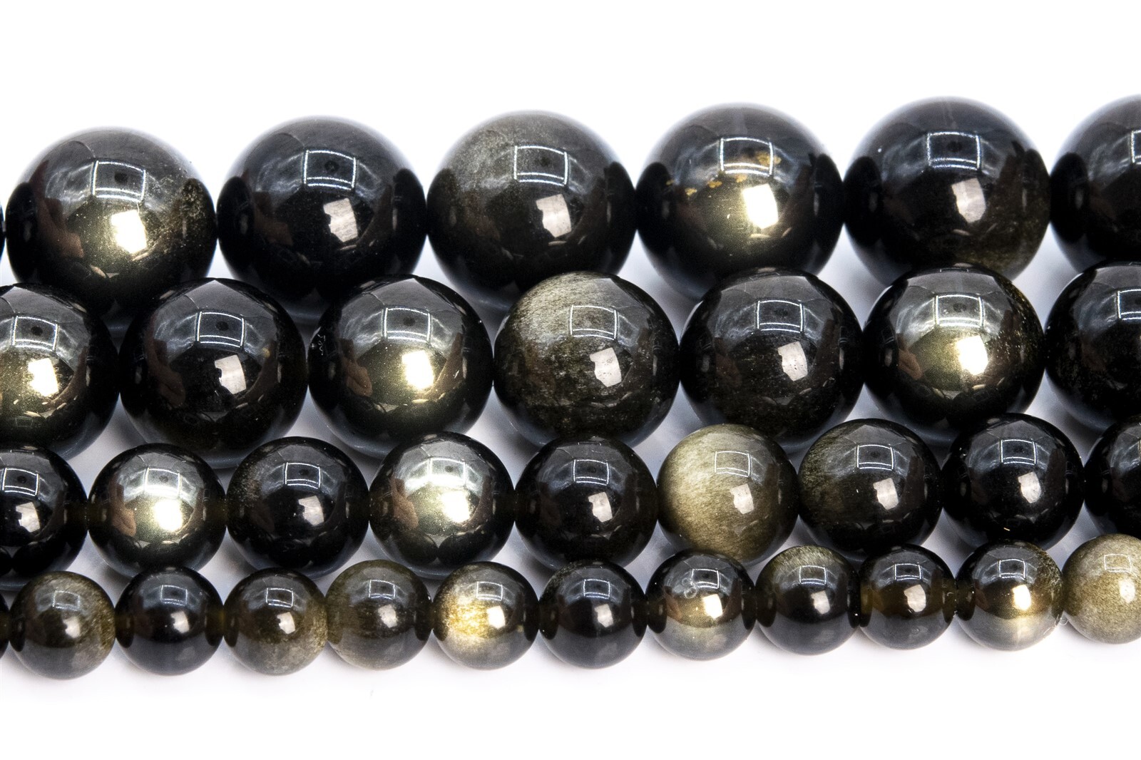 Natural Golden Sheen Obsidian Grade AAA Round Gemstone Loose Beads 6/8/10MM