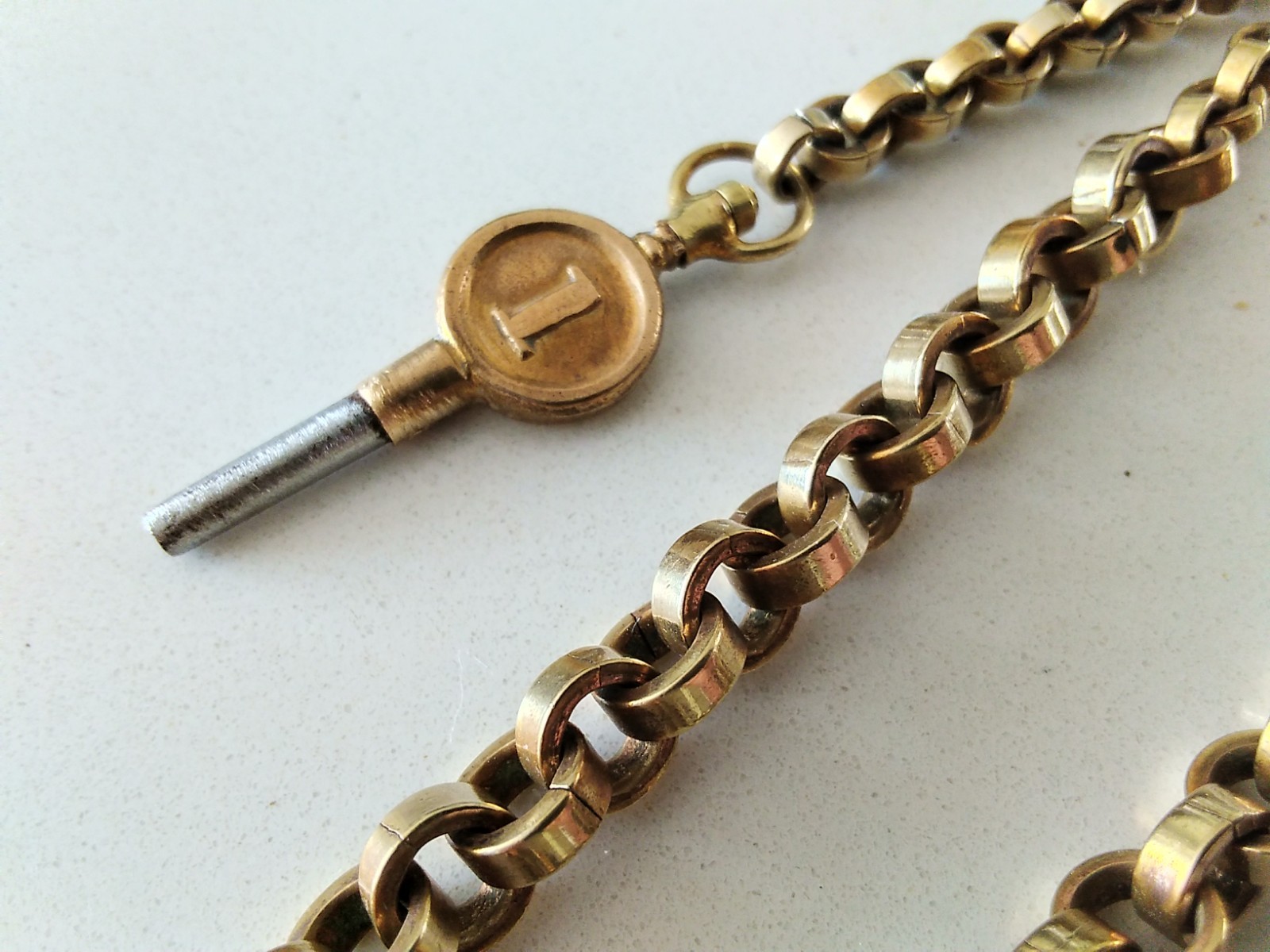 Antique Pocket Watch Chain Belcher Link yellow gold 34g L.B. CANADA