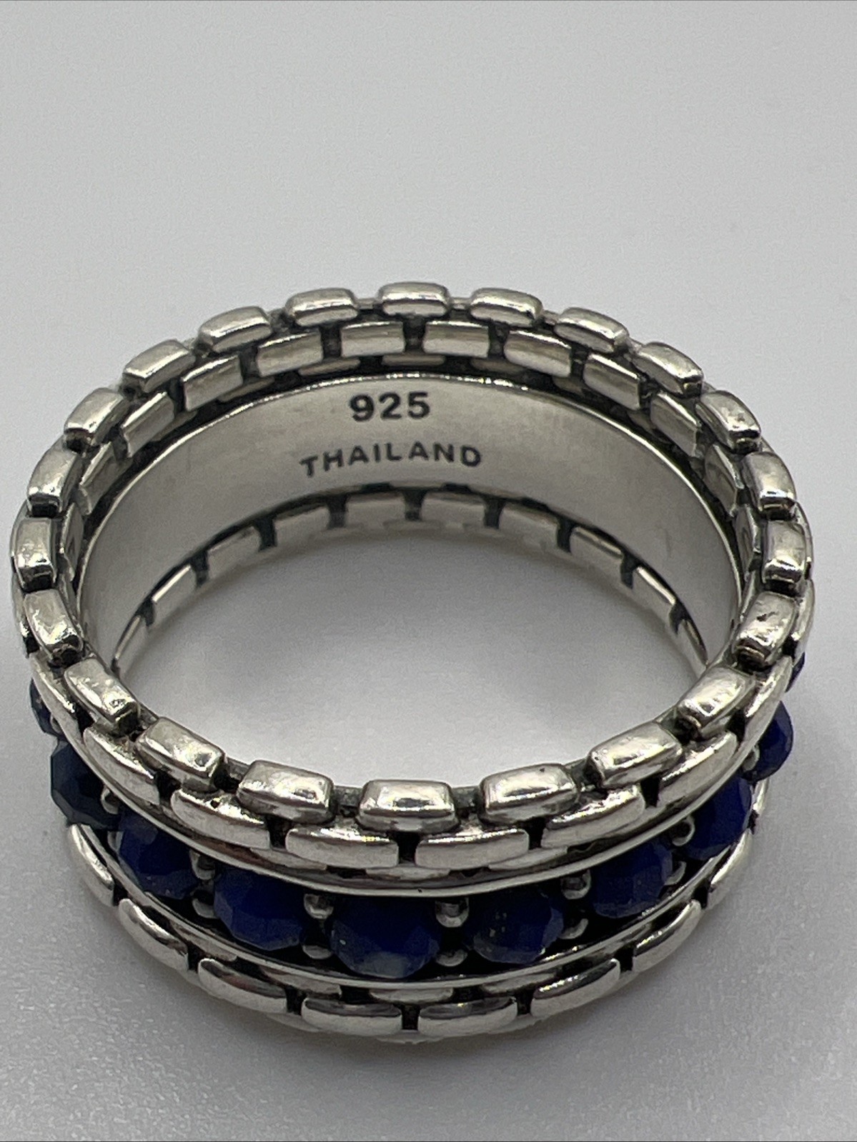 JAI John Hardy Sterling Lapis Wide Eternity Band Ring Size 11