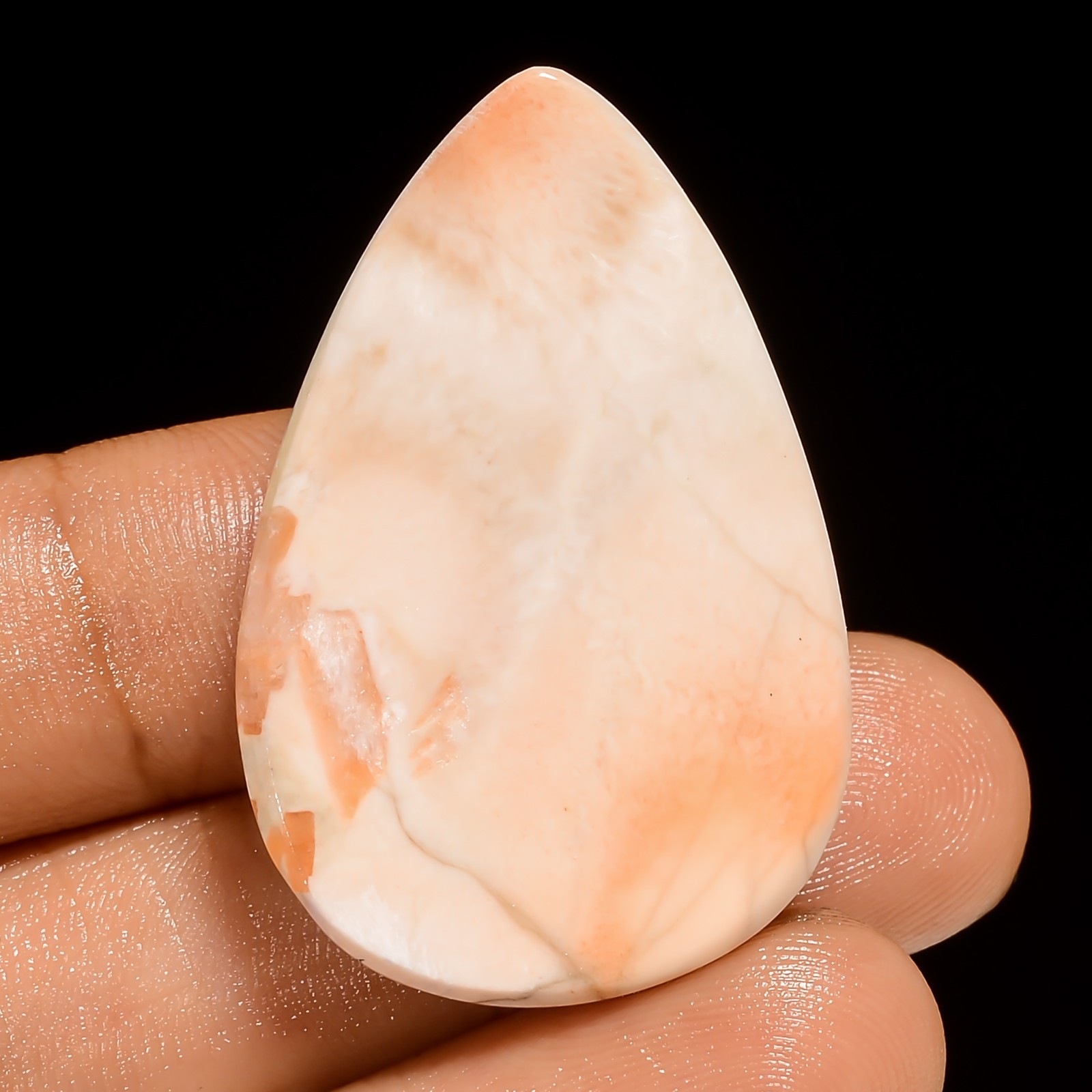 100% Natural Pink Scolecite Loose Gemstone Pear Shape Cabochon 41 Ct 37X24X7 mm