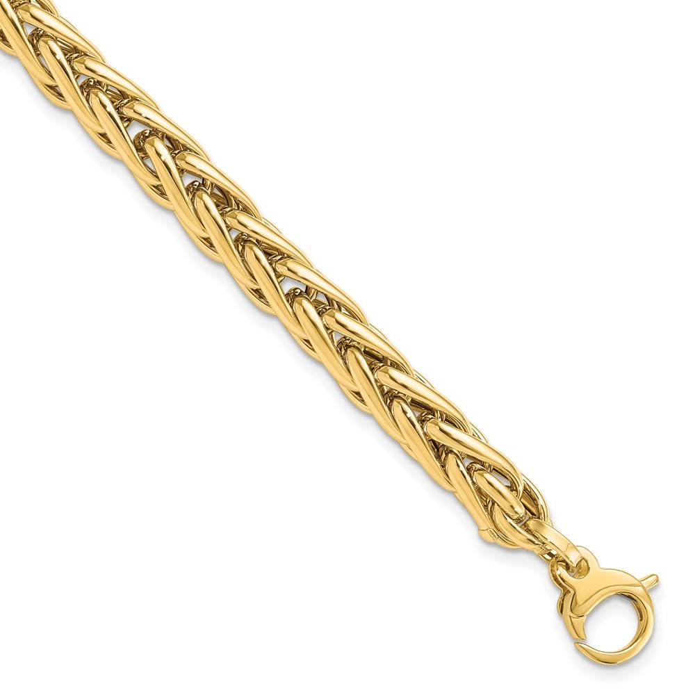 14K Yellow Gold Polished 6.0mm Fancy Link Charm Bracelet Gift For Wife 7.5″