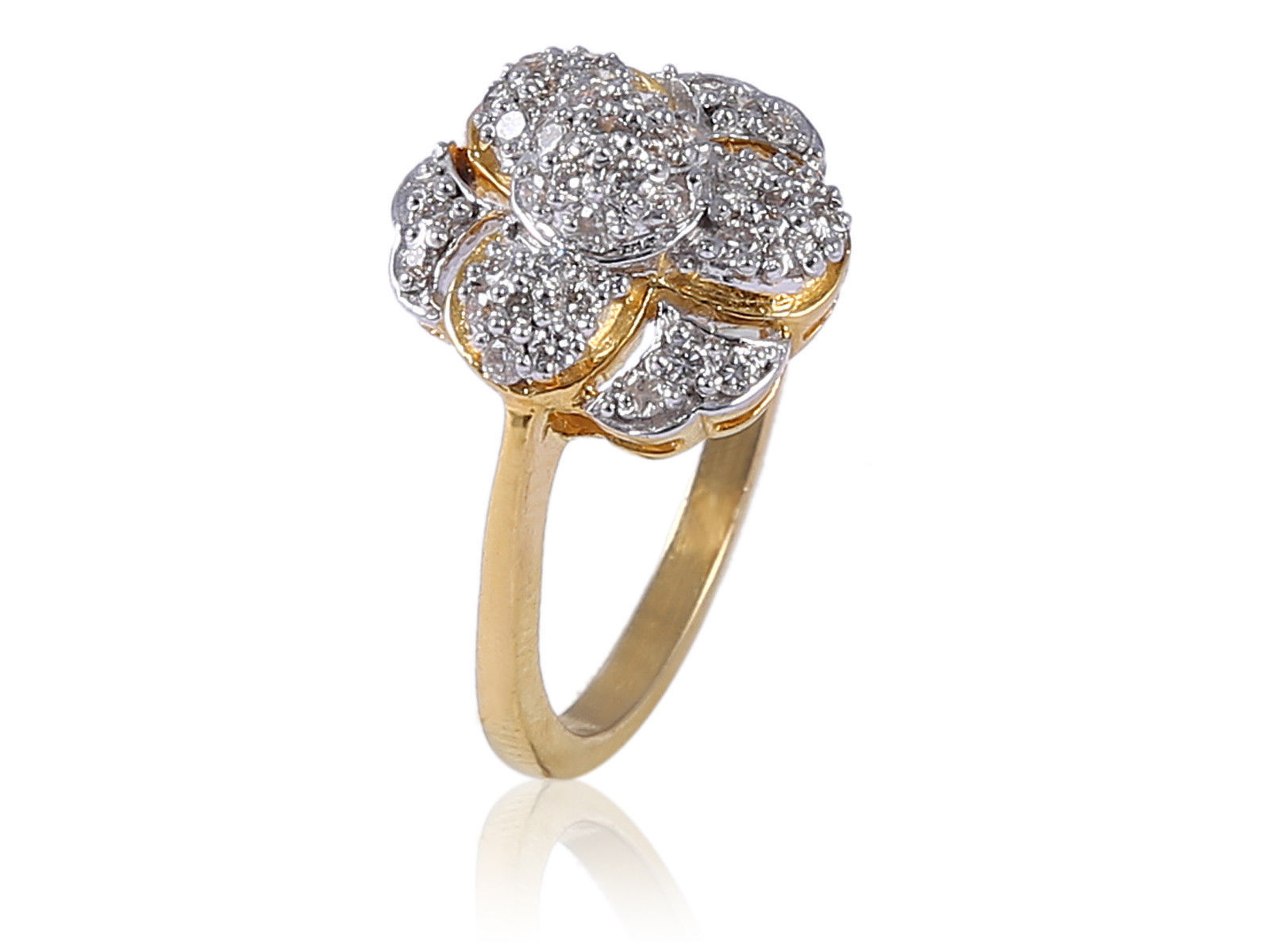 Pave 0.44 Cts Round Brilliant Cut Diamonds Anniversary Ring In Hallmark 18K Gold