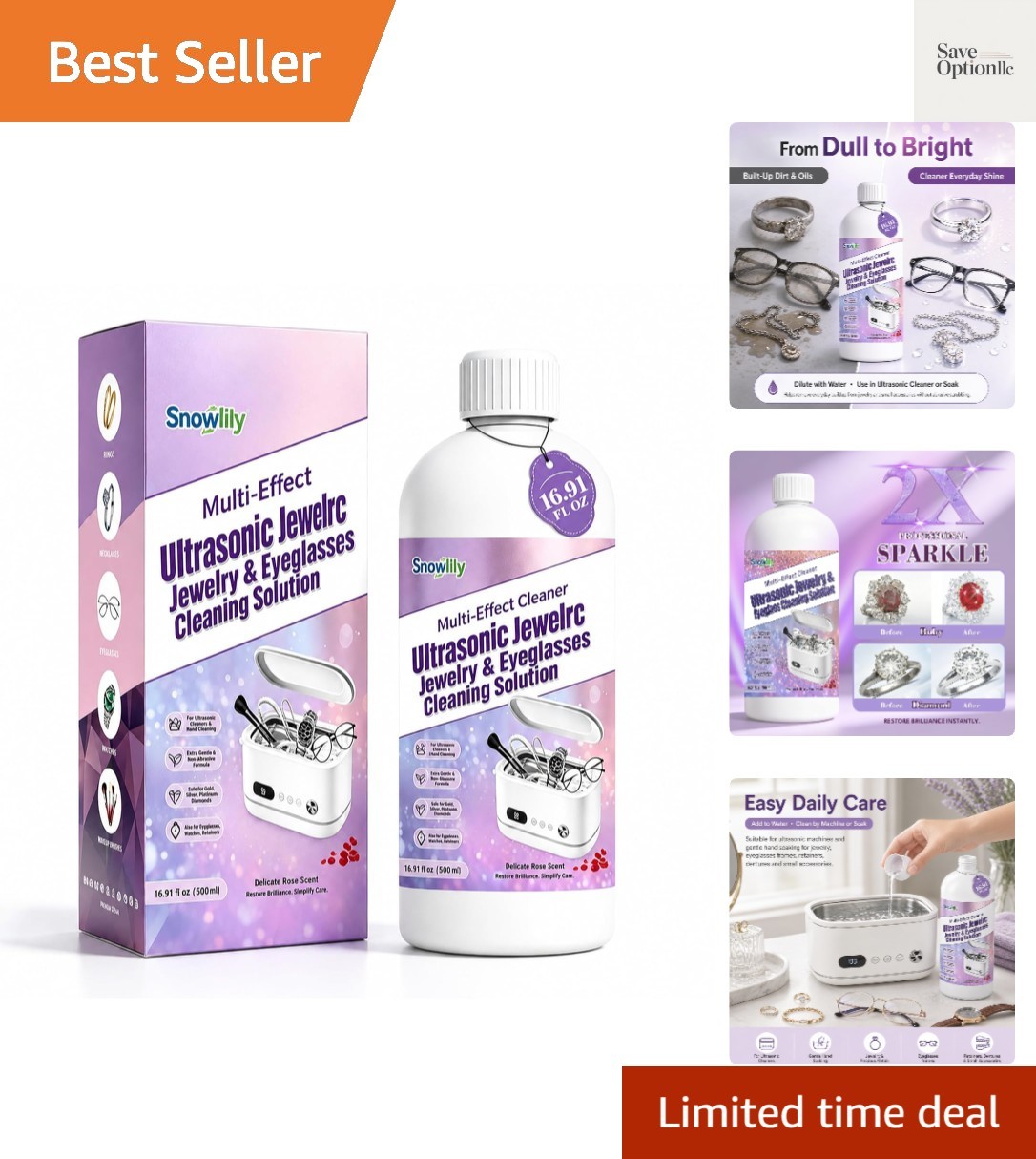 16.9 oz/500 ml Ultrasonic Jewelry Cleaning Solution for Use in All Ultrasonic…