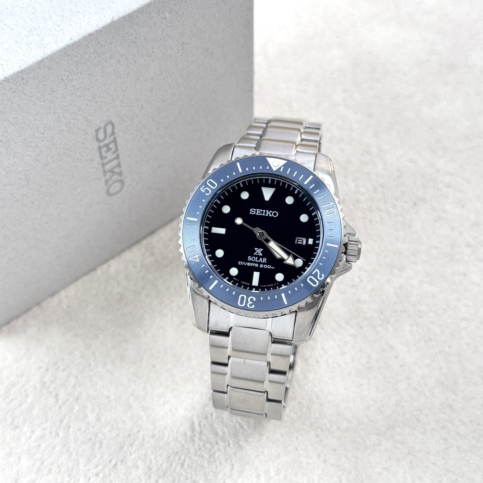 Seiko Men’s Prospex Sea SNE569 Black Dial Stainless Steel Solar Dive Watch