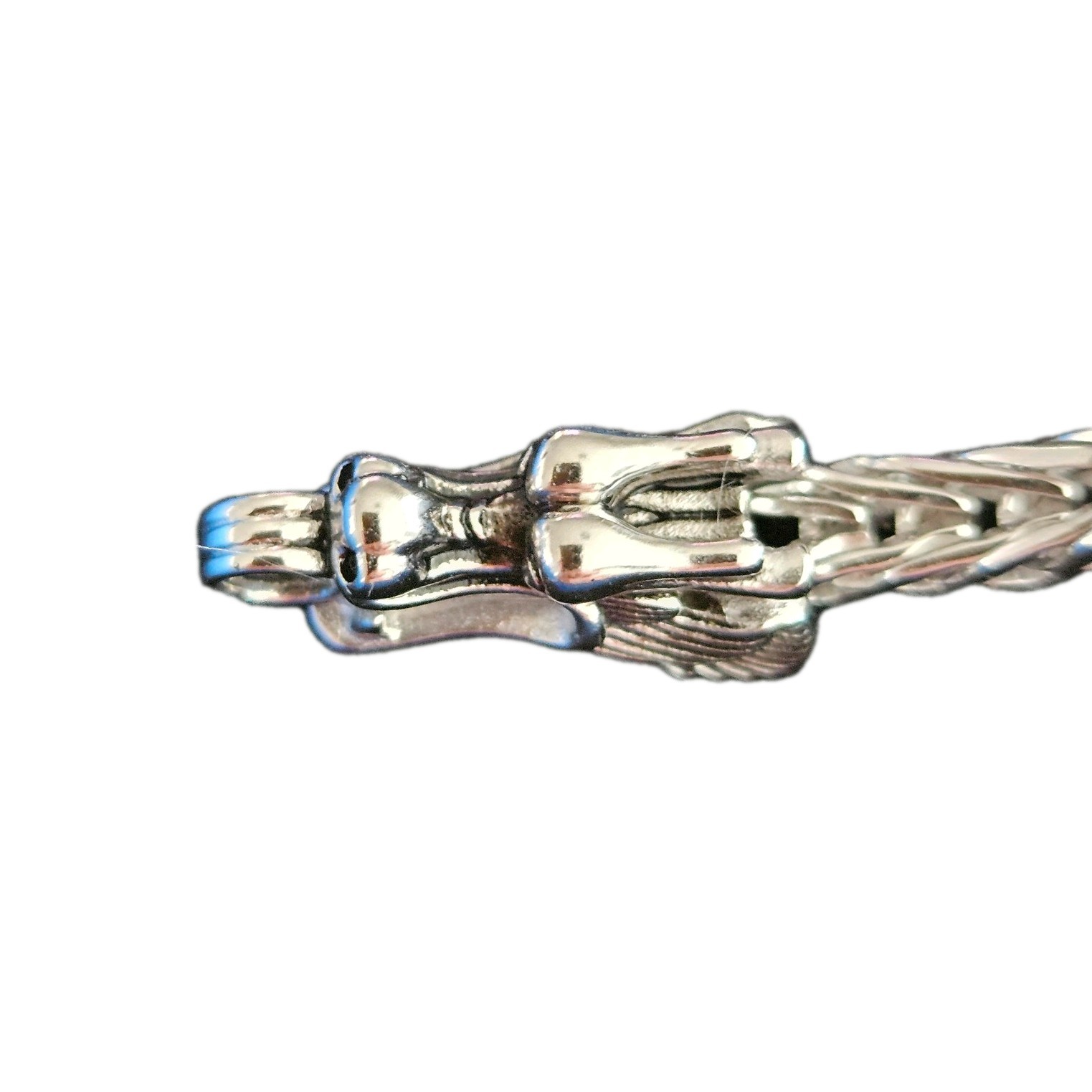 Sterling Silver 925 Dragon Head Foxtail Chain Bracelet size 7.5