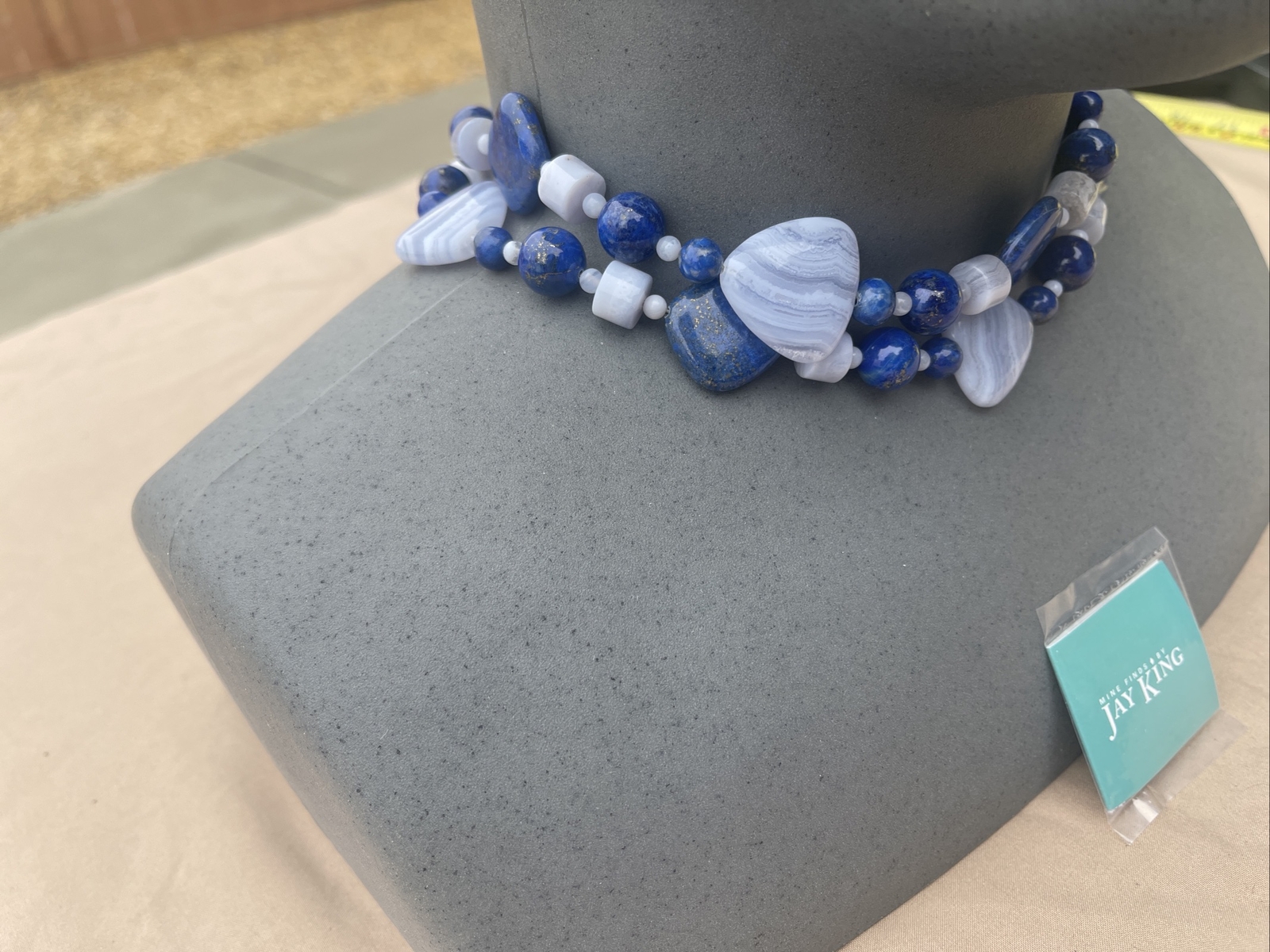 Mine Finds by Jay King DTR Sterling 925 blue lace agate lapis Nexklace 156 Grams