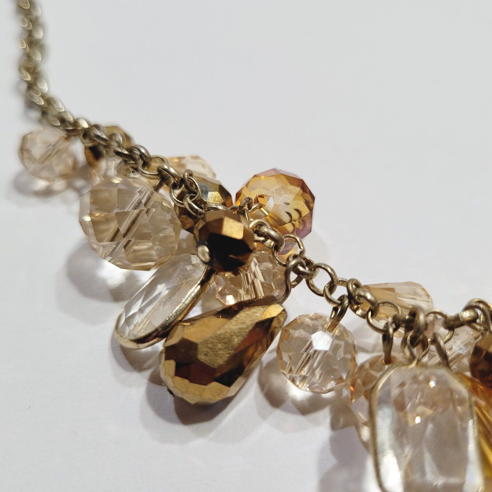Chunky Cluster Statement Multi Colored Faceted Glass Charm Drop Necklace 21 Inch