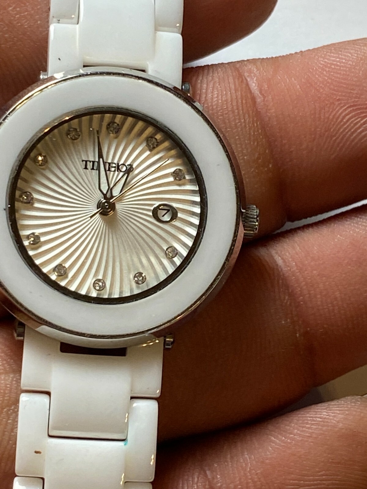 Ladies White Band Timeco Analog Watch
