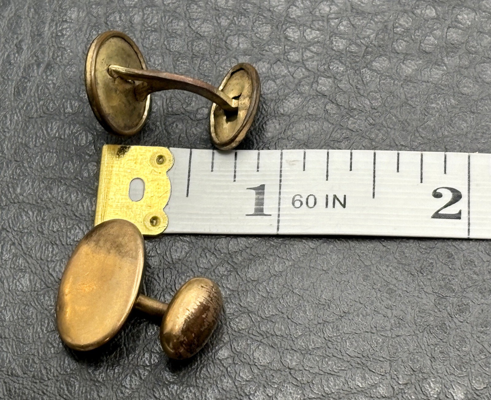 Vintage Lot 2 Pairs Victorian Gold Filled Cufflinks Etched Oval Paste Stones