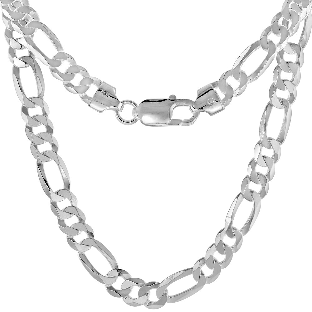 925 Sterling Silver Thin Flat Figaro Link Chain Necklace Bracelet 7mm 7″ to 30″