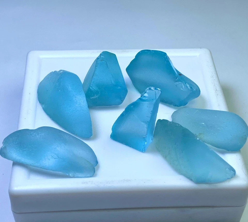 50CT/5-7 Piece Approx / Facet Rough Grade Swiss A+NATURAL Blue Topaz From Brazil