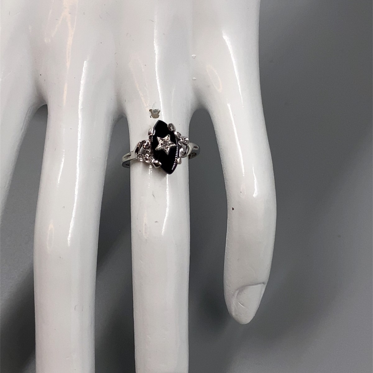 Synthetic Onyx Lady’s Stone & Diamond Ring .005 CT. 14K White Gold 2 (KS1024190)