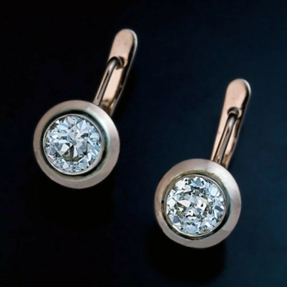 2 Ct Round Simulated Diamond Dangle &Drop Earrings 14k Yellow Gold Plated Silver