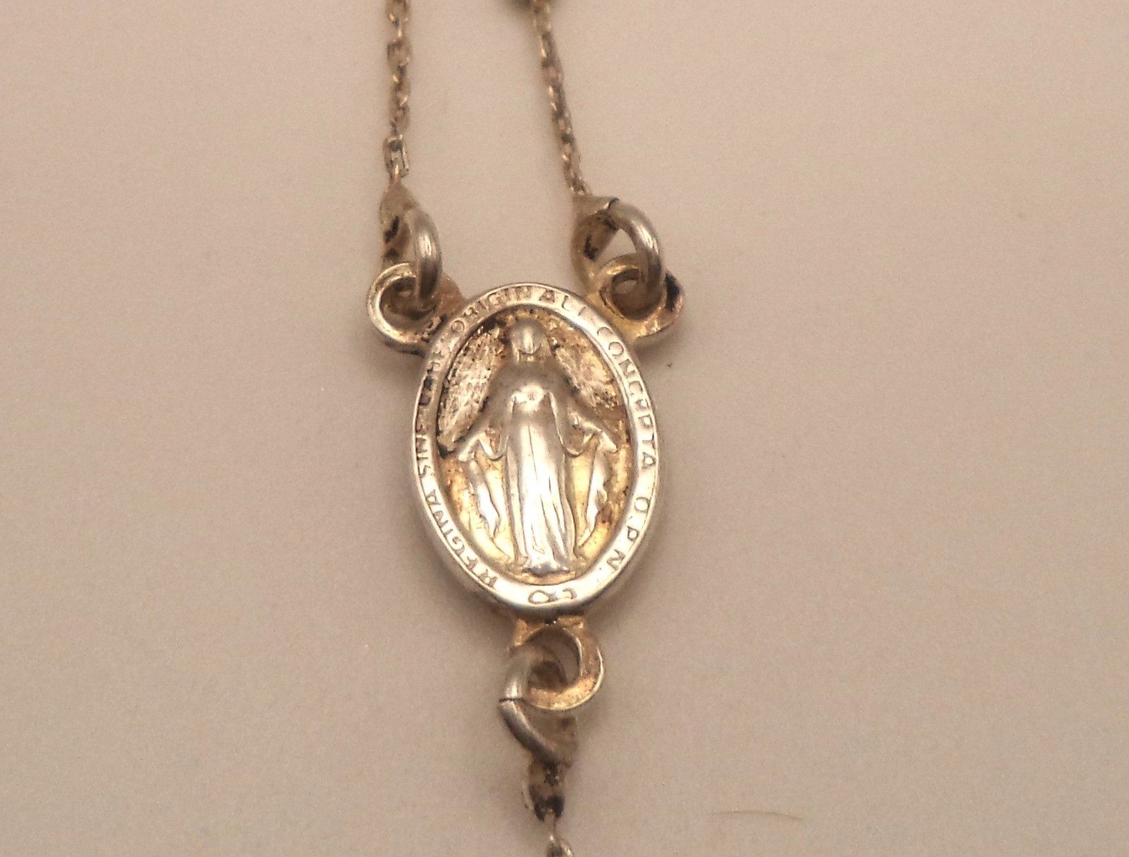 Italy Sterling Silver Rosary Chain Necklace NWOT 18 Inch 3″ Lariat Drop 925