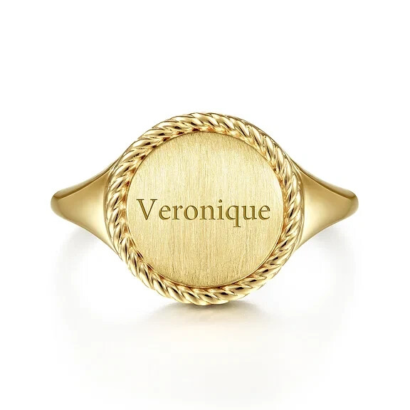 New Gabriel & Co.14KGold Round Ring with Twisted Rope Frame LR51879Y4JJJ