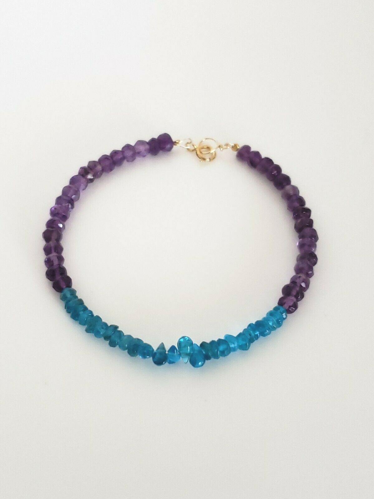 Amethyst, Apatite Beaded Bracelet 14k Yellow Gold, Rose Gold Filled or Sterling
