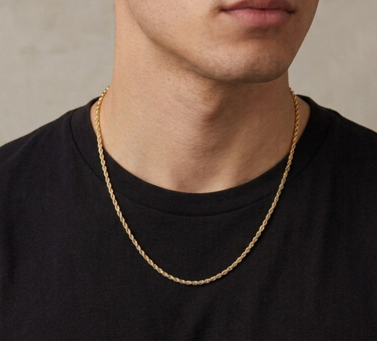 14K Yellow Gold Diamond Cut Rope Chain 1.5mm, 16″-30″.