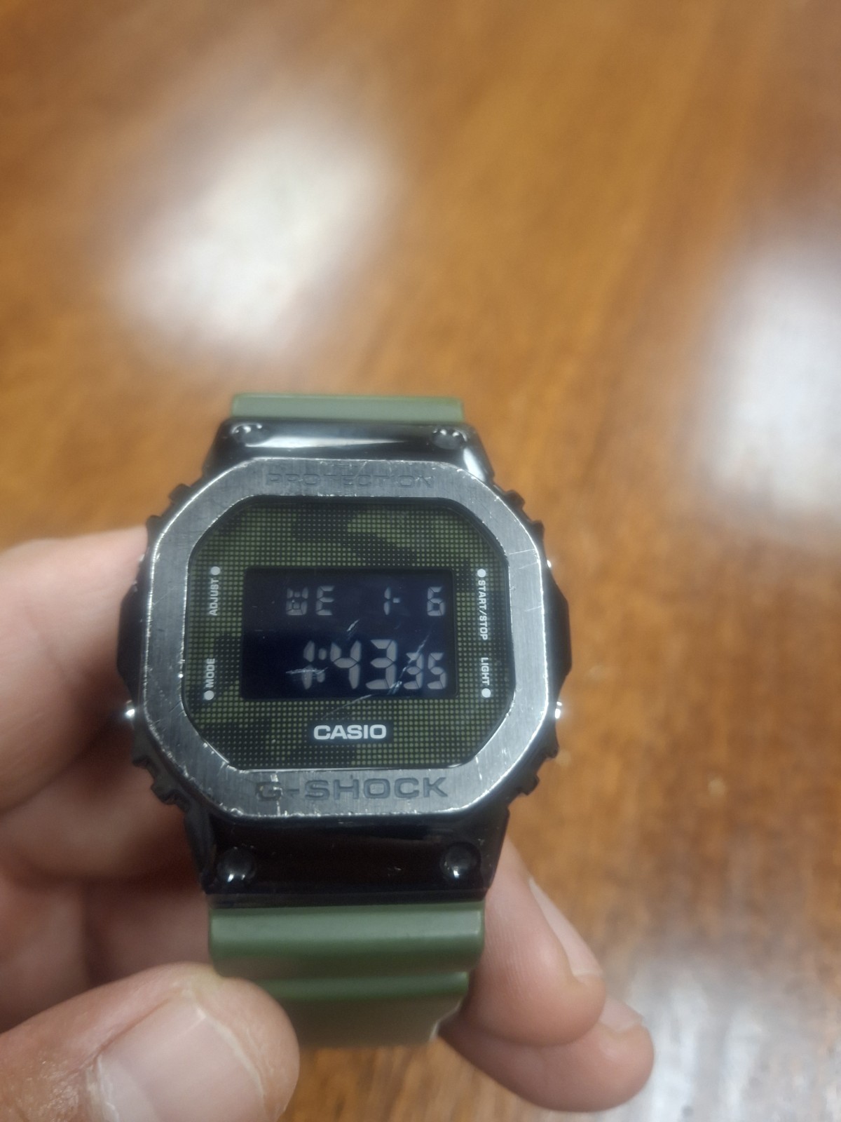 Casio G-shock GM-5600B Negative Display Metal Bezel Green Band Watch
