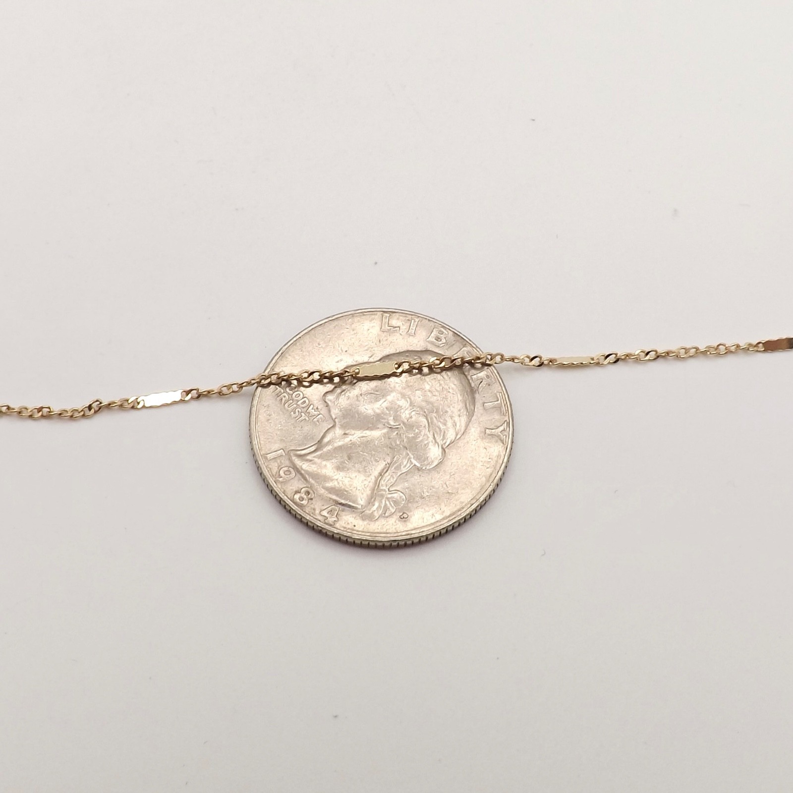 Solid 14k Gold Twist Curb Link Stations Pendant Chain Necklace 18in Italy New