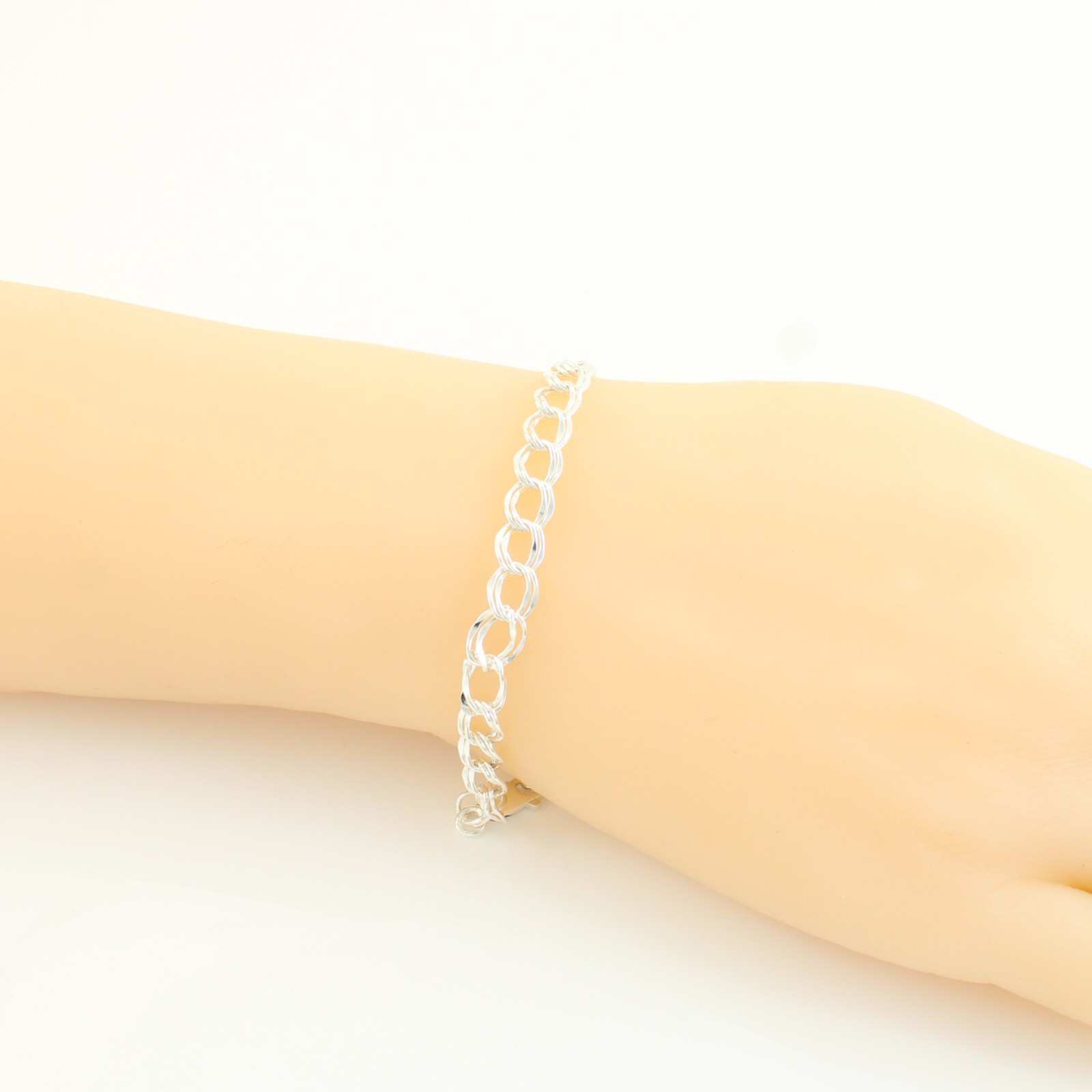 Sterling Silver .925 Double Curb Link CHARM BRACELET 7″, 7.5″, 8, 8.5″, 9″
