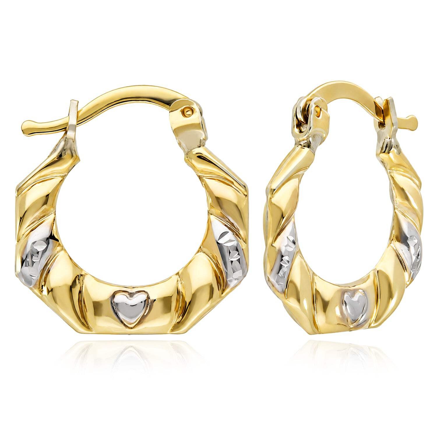 10K Yellow Gold-Filled Octagon Heart Hoop Earrings 18mm