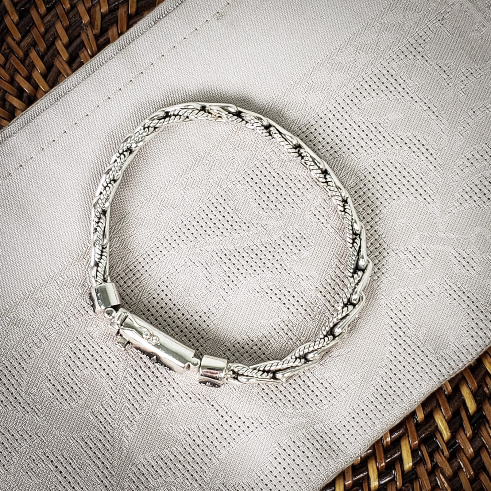 Vintage Phillip Gavriel PG Sterling Silver Woven Fleur-De-Lis ⚜ Bracelet RCI