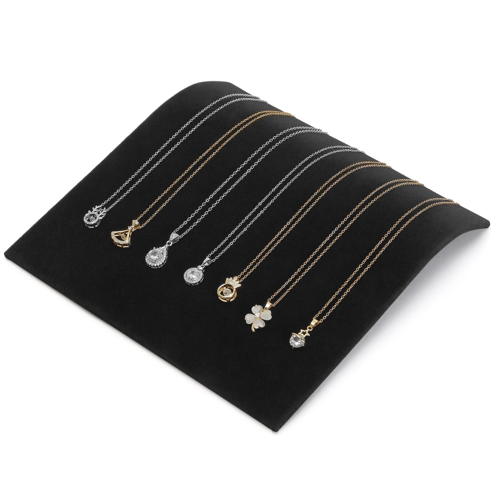 KUKUVR Velvet Arch-Shaped Necklace Display 7.87 x 7.09 x 1.58 inches, Black