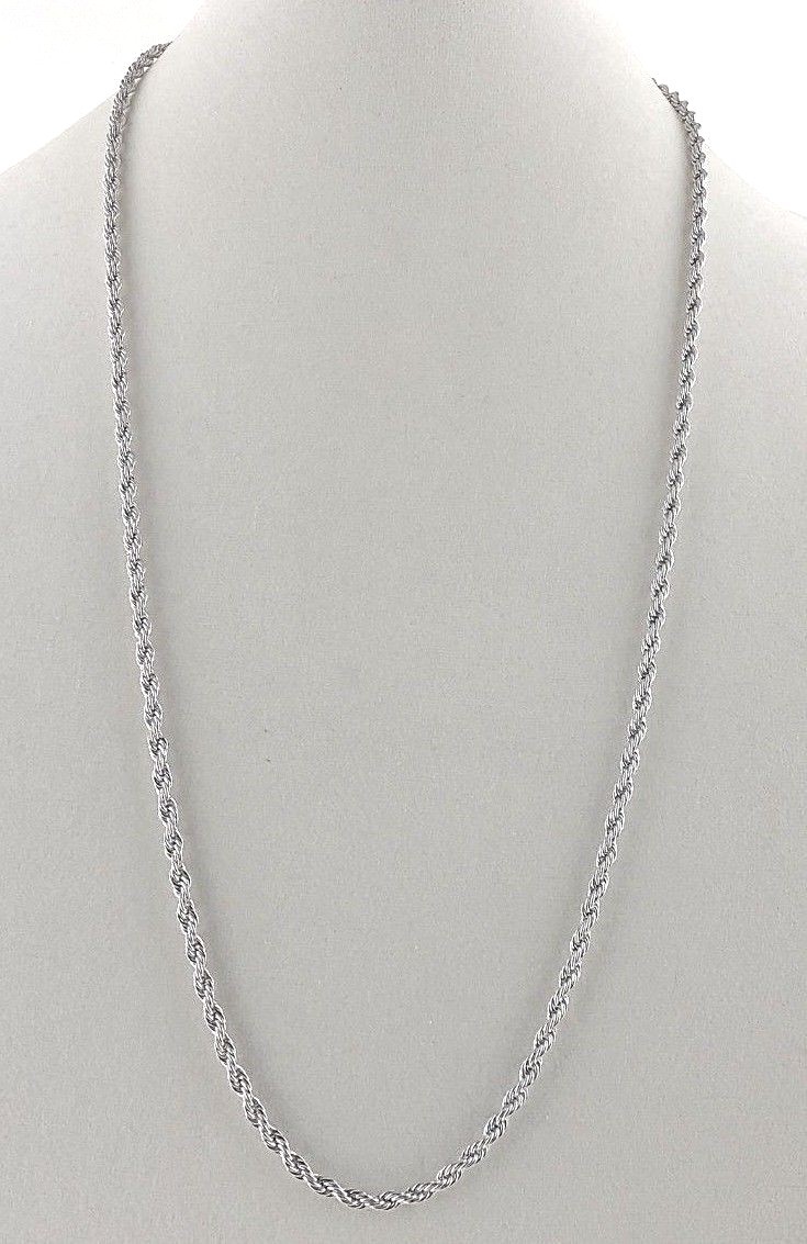 Stainless Steel 4 mm Rope Chain Necklace 18″, 20″, 24″ or 30″
