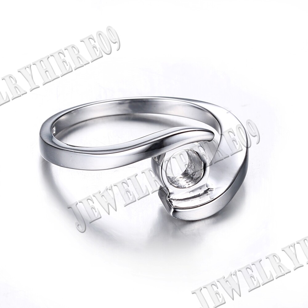 Sterling Silver 925 Tension Simple Solitaire Ring Semi Mount Setting 7mm Round