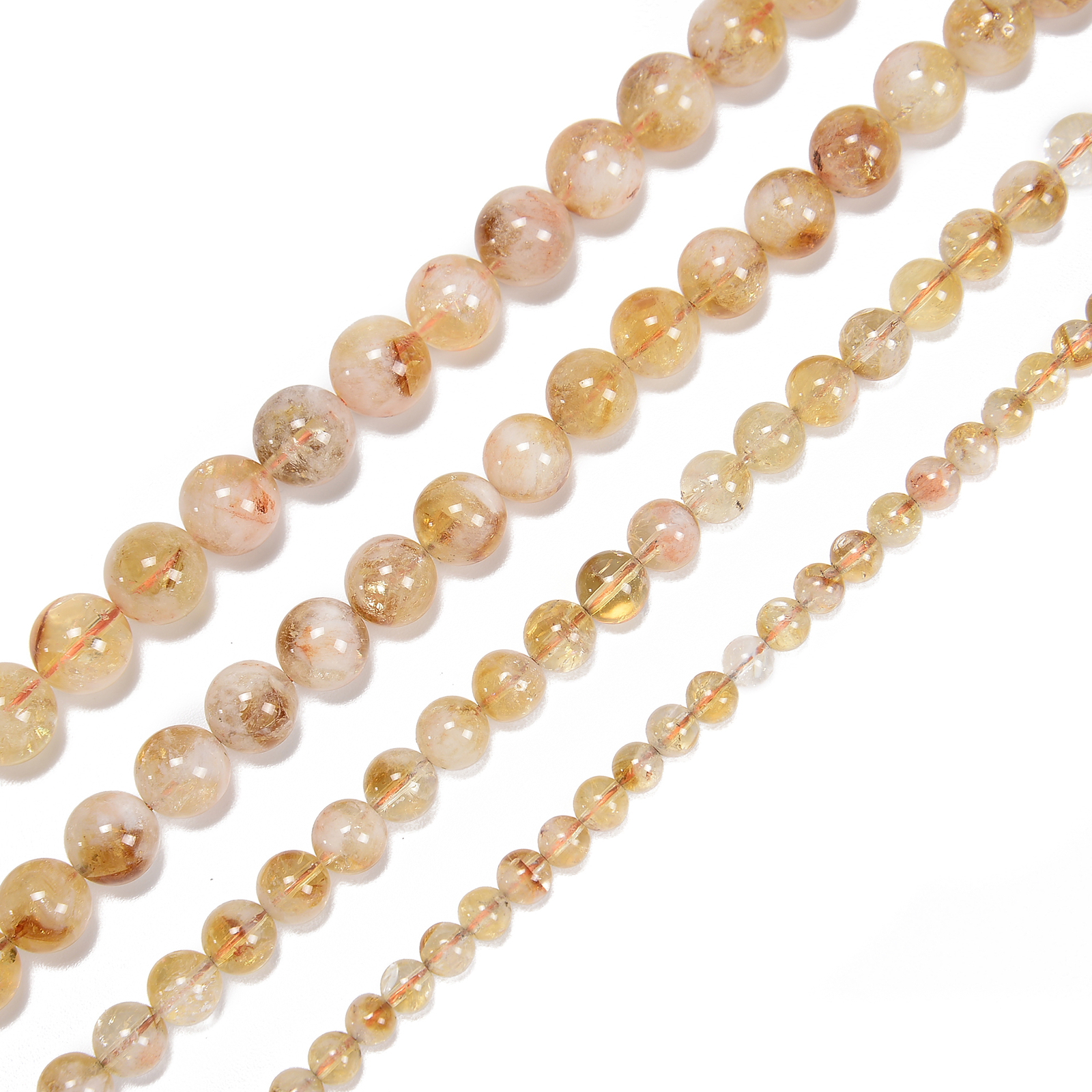 Natural Citrine Smooth Round Beads Size 6mm 8mm 10mm 12mm 15.5” Strand