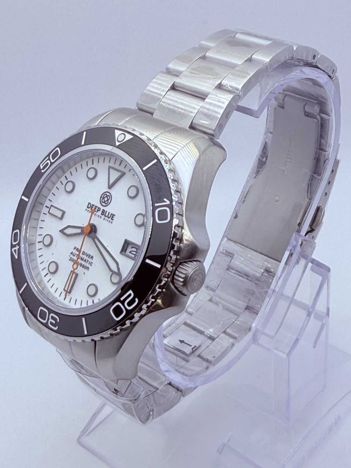 Deep Blue PRO DIVER 200 42.5MM AUTO DIVE WATCH-WHITE FULL LUME DIAL -NEW‼️