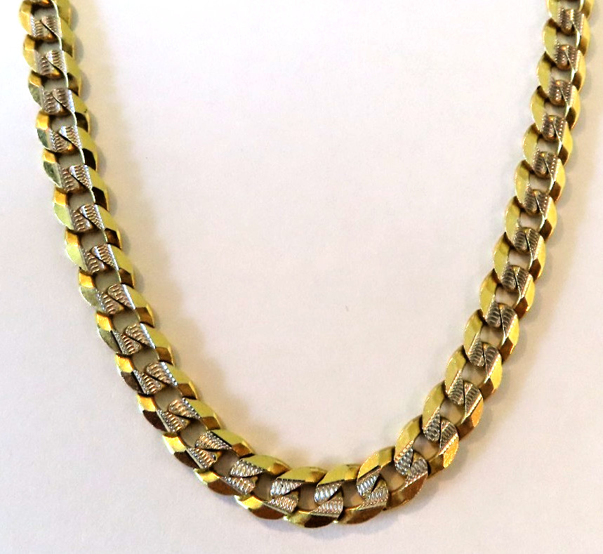 RCI 14K Yellow Gold & White Gold CUBAN LINK CHAIN Men’s Necklace 18″ Heavy Short