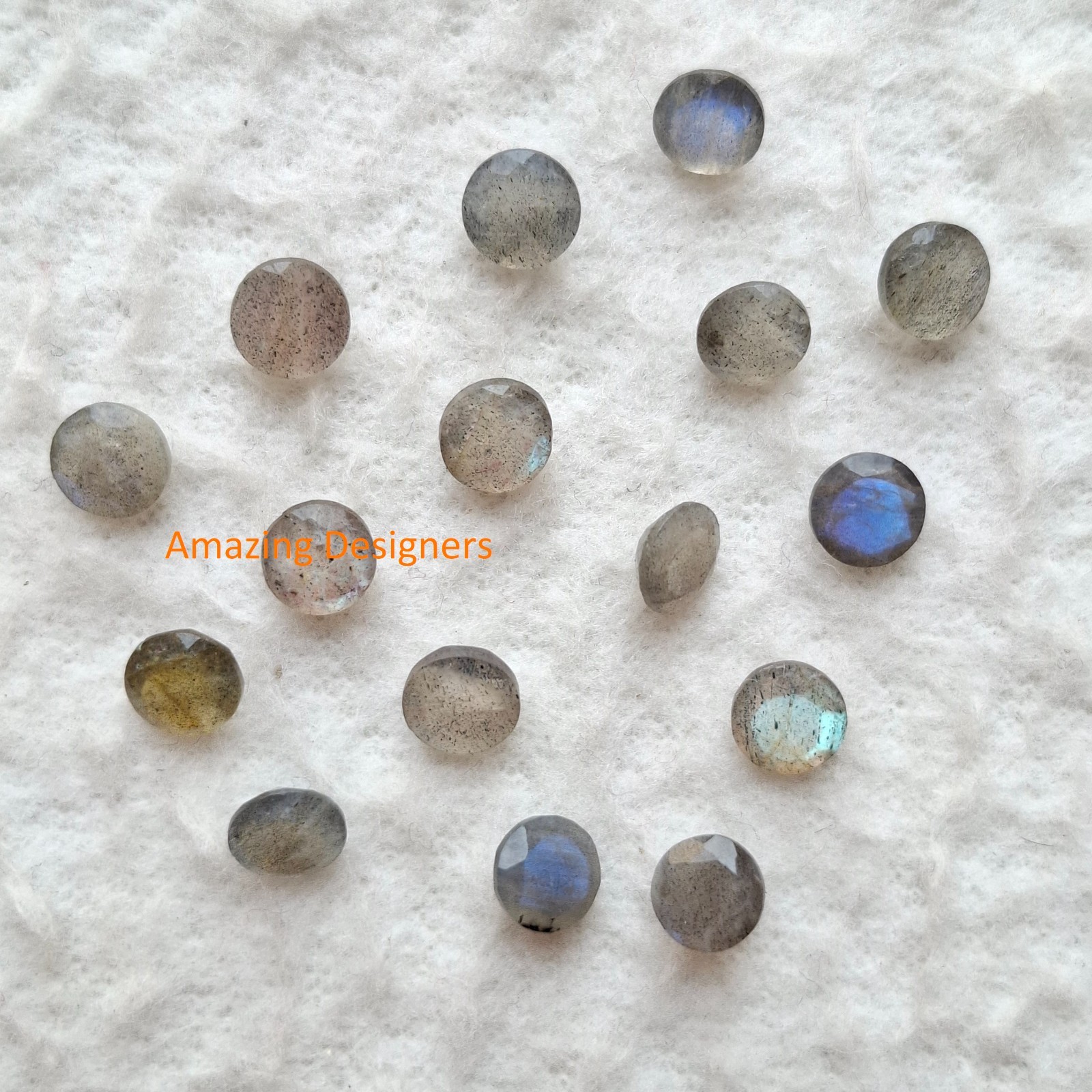 Natural Blue Labradorite Round Faceted Cut 3mm to 15mm Loose Gemstone