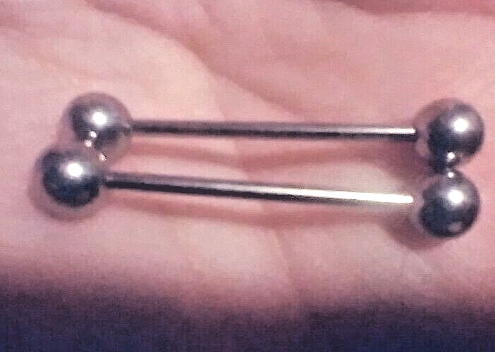 BARBELL PAIR, GAUGE 14 x 25 x 6 MM BODY PIERCING JEWELRY SURGICAL STEEL 316L NEW