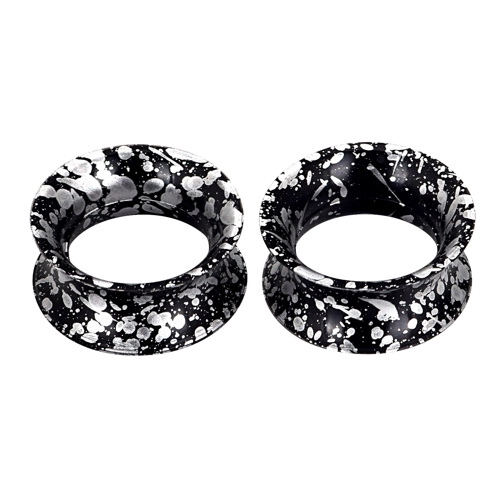 2PCS Soft Silicone with Silver Spots Ear Gauges Plugs Tunnels Expander 2g-3/4″