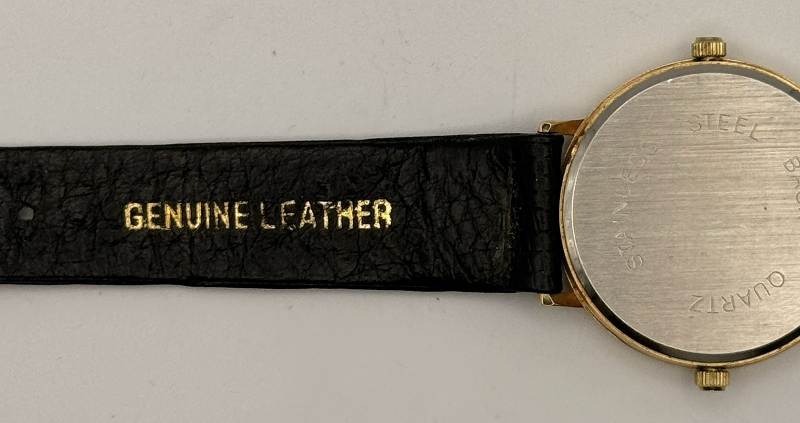 Vtg Pedre Dual Time Gold Tone Black Leather Quartz Watch World Map 2 Sub-dials