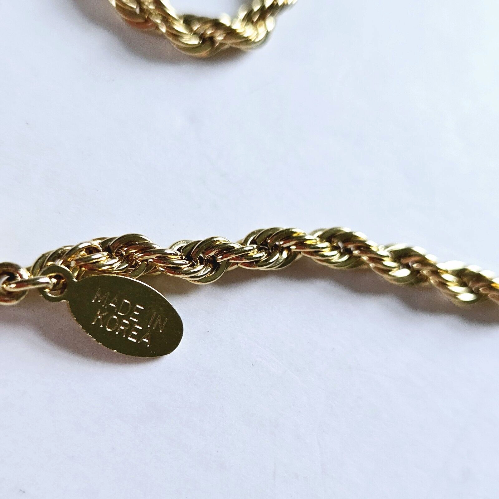 Vintage American Showcase Gold Plated Rope Chain Retro Classic Necklace 18″x 4mm