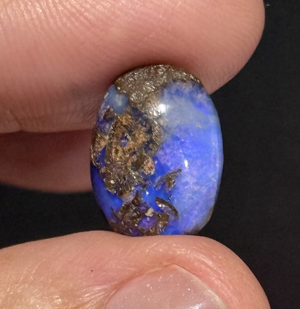 7.6ct 15x11x6mm Australian Boulder Purple Crystal Pipe Opal Oval Cabochon Gem