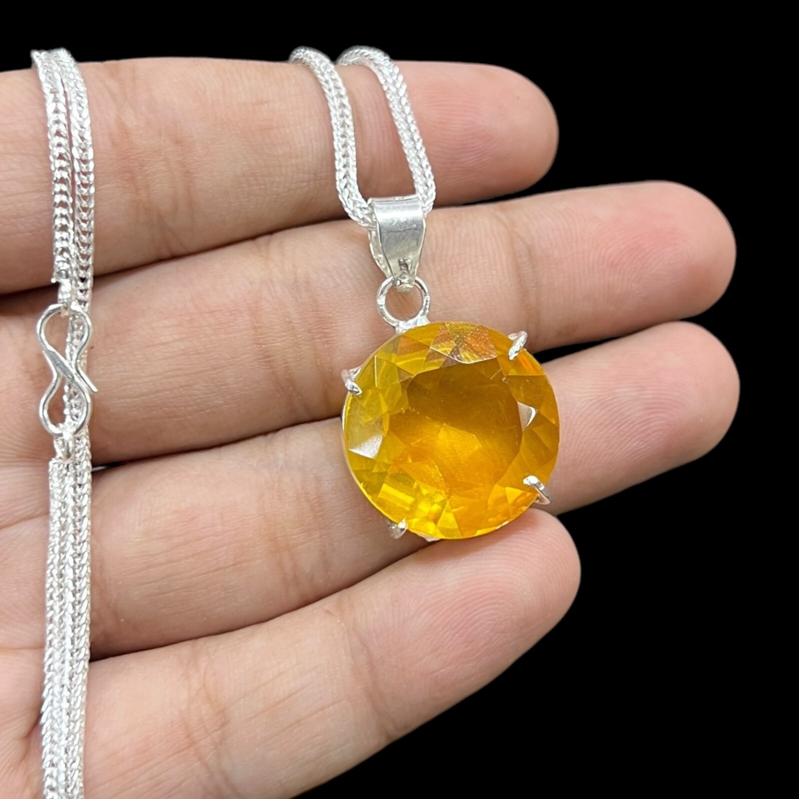 Citrine 925 Silver Plated Handmade Necklace Set of 10.9″